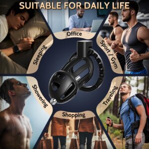 Black lightweight hollow chastity cage lifestyle collage