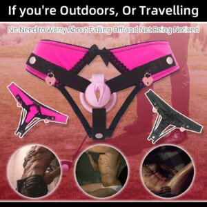 pink chastity cage panties heart lock rings angled product view