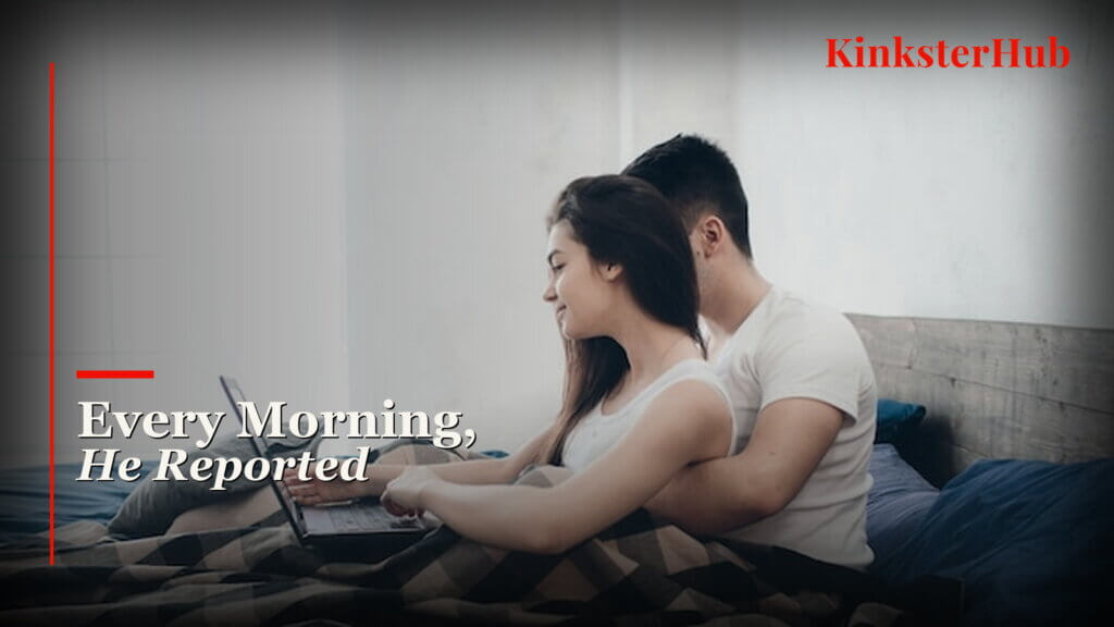 Every Morning He Reported blog cover showing a couple using a laptop in bed