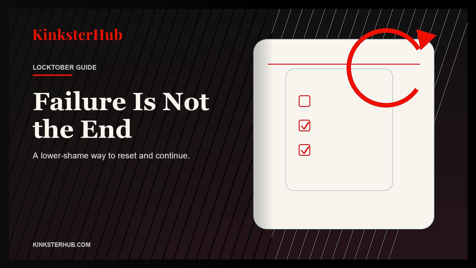 A refined Locktober cover with a reset mark and checklist motif for an article about failing Locktober and continuing safely.