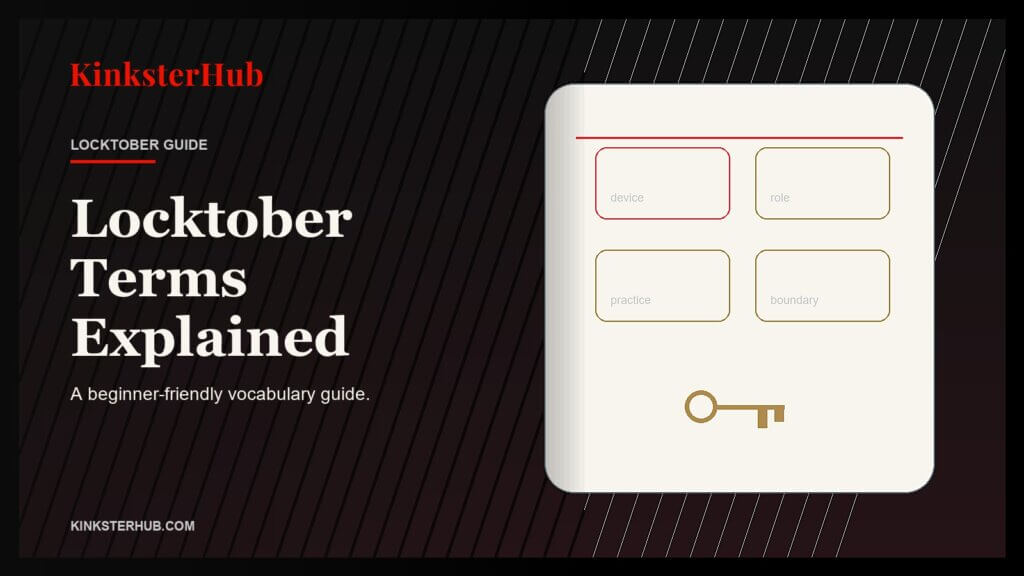 A refined Locktober glossary cover with definition cards and subtle key and lock symbols for common terms.