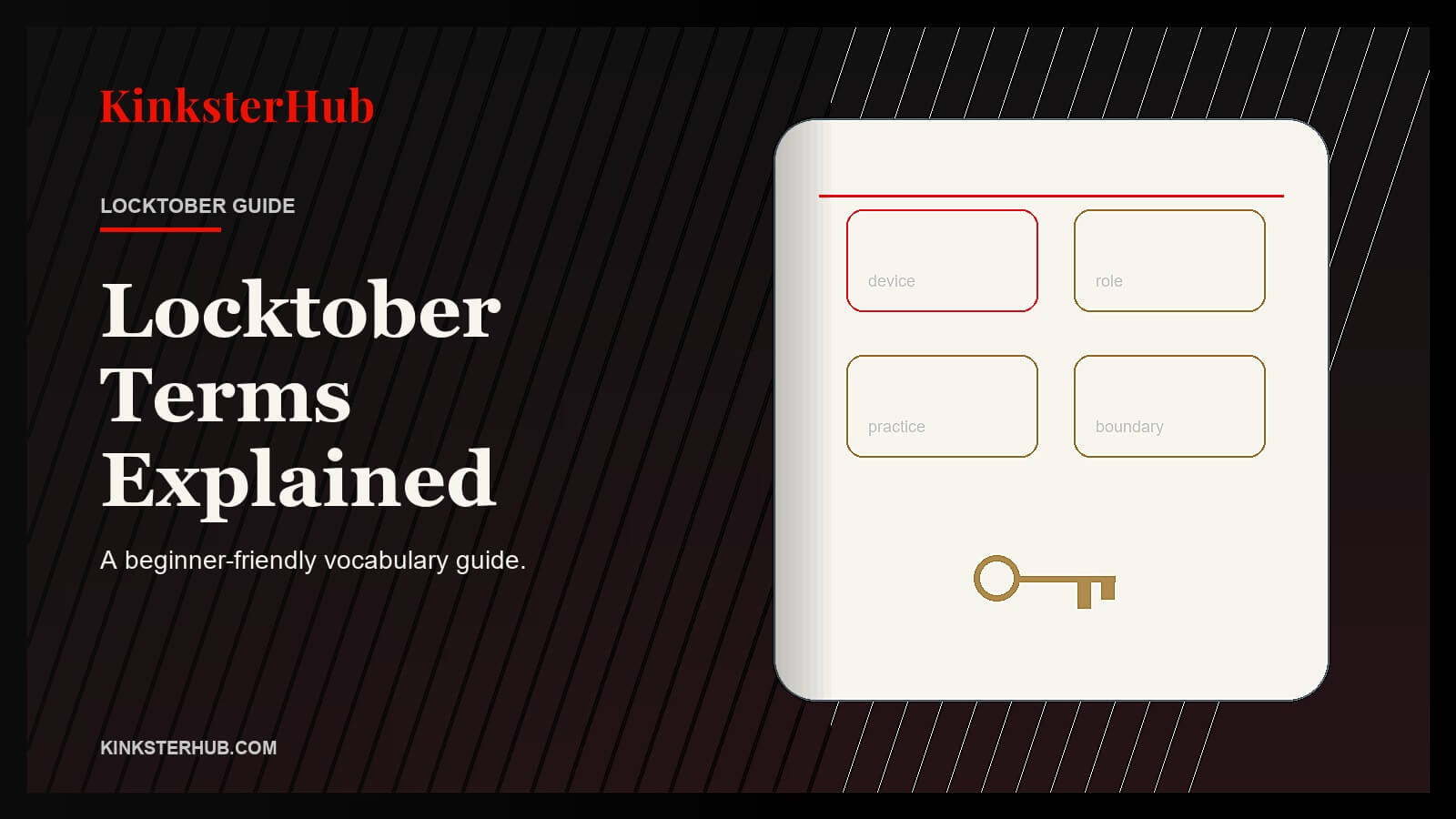 A refined Locktober glossary cover with definition cards and subtle key and lock symbols for common terms.