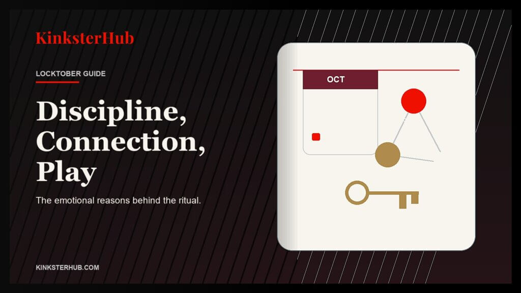 A refined Locktober cover with symbolic calendar, key, and connection elements for an article about discipline, connection, and play.