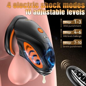 Four e-stim modes and ten adjustable intensity levels for the silicone chastity cage